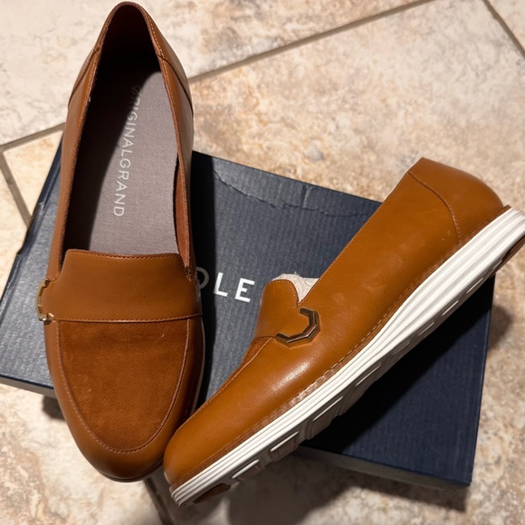 Cole Haan Women’s Tan Loafers with White Sole